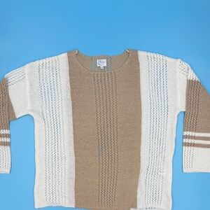Blue Rain by Francesca’s Tan and White Striped Sweater